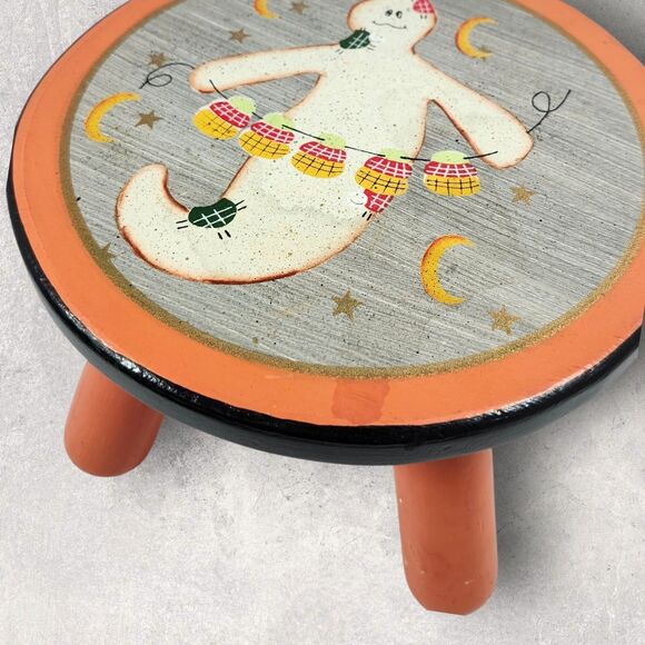Hand Painted Halloween Ghost Stool The Country House Collection Style Cottage - Picture 4 of 11